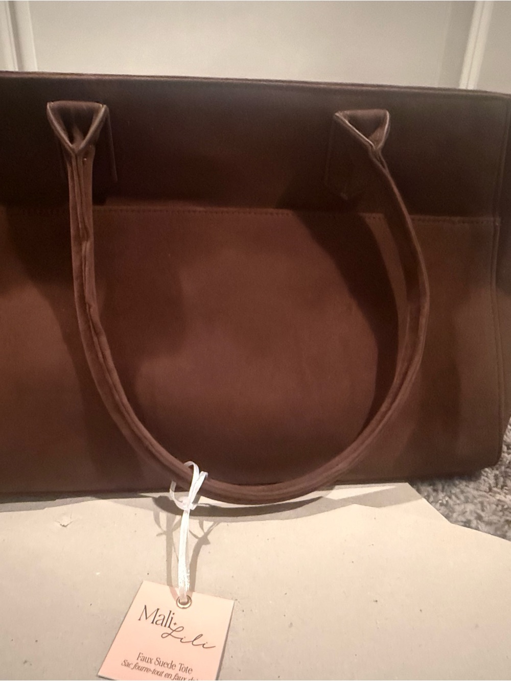 Mali + Lili Faux Suede Tote in Rich Brown